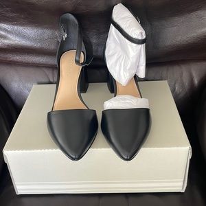 Copper Key Black Pointed Toe Block Heels